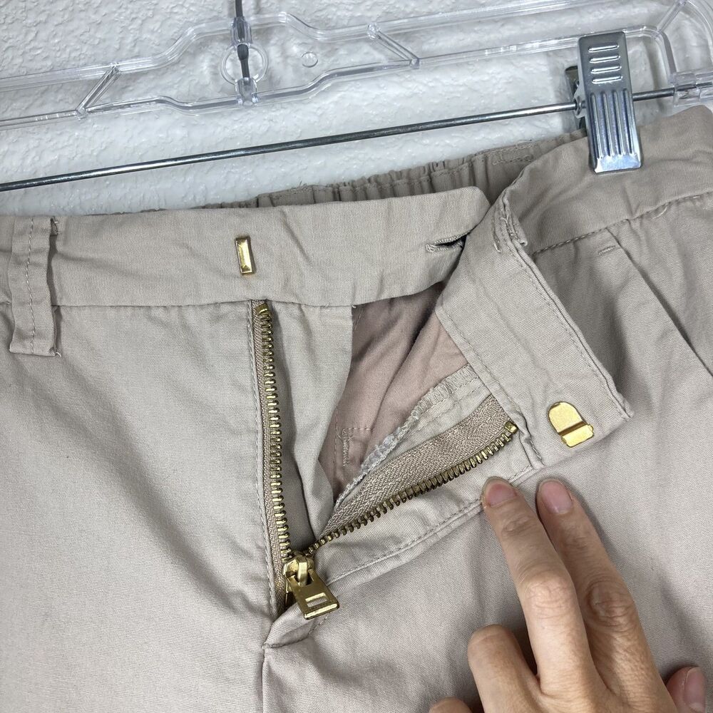 Zadig & Voltaire Pants Womens 36 Beige Tuxedo Stripe Gold Trim Casual Cotton - Picture 7 of 9